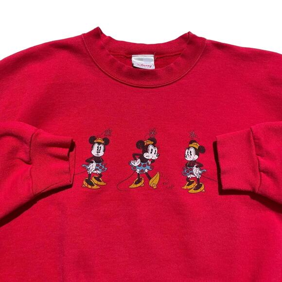 Vintage Disney Minnie Mickey Mouse Impatient Angry Red Crewneck Size XL - Picture 2 of 6